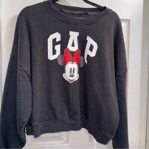 GAP Black Sweatshirt with Minnie Graphic and Red Bow